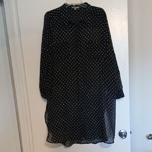 Jessica London Black and White Polka Dot Long Sheer Top